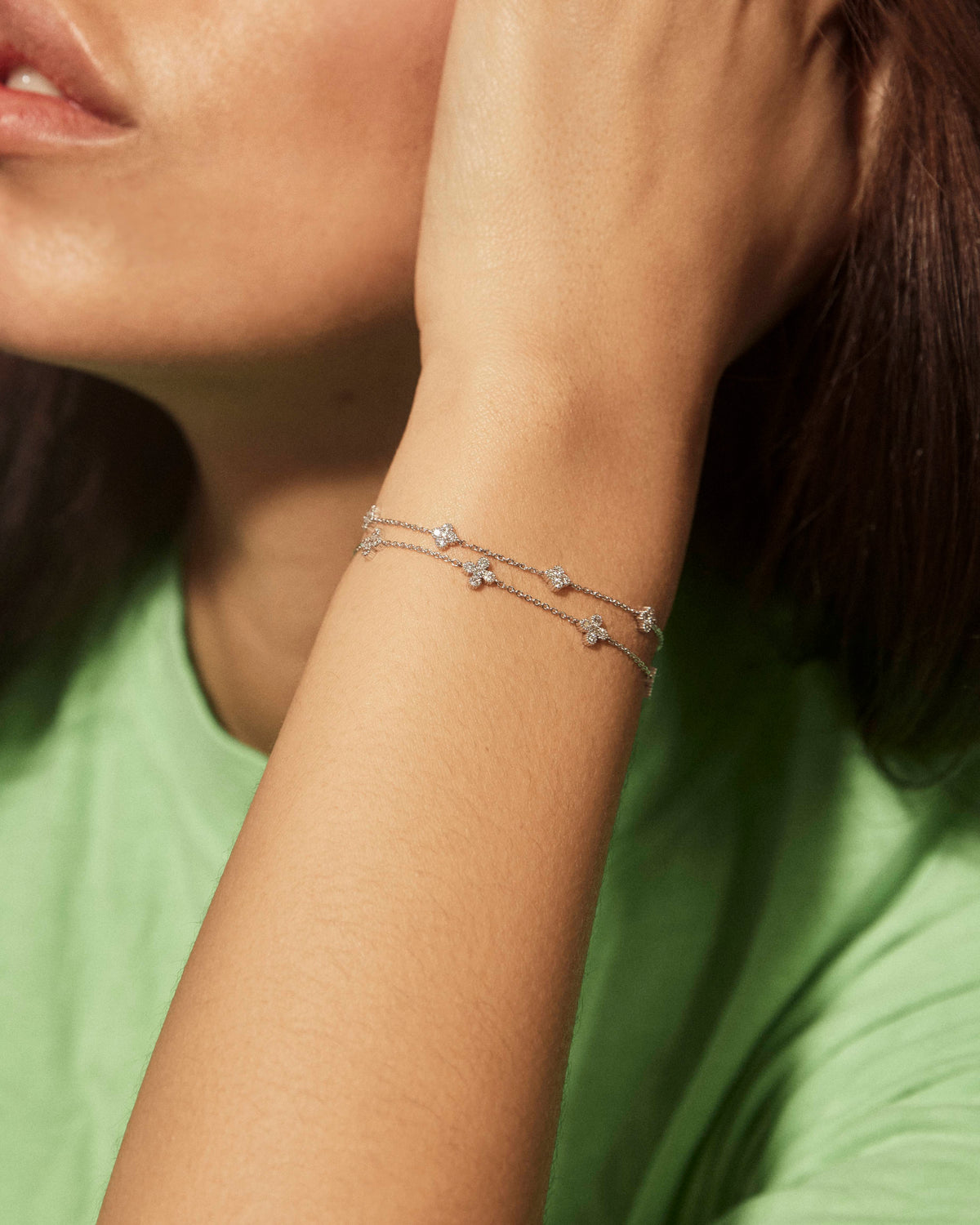 Bracelet trèfles en or jaune et diamants