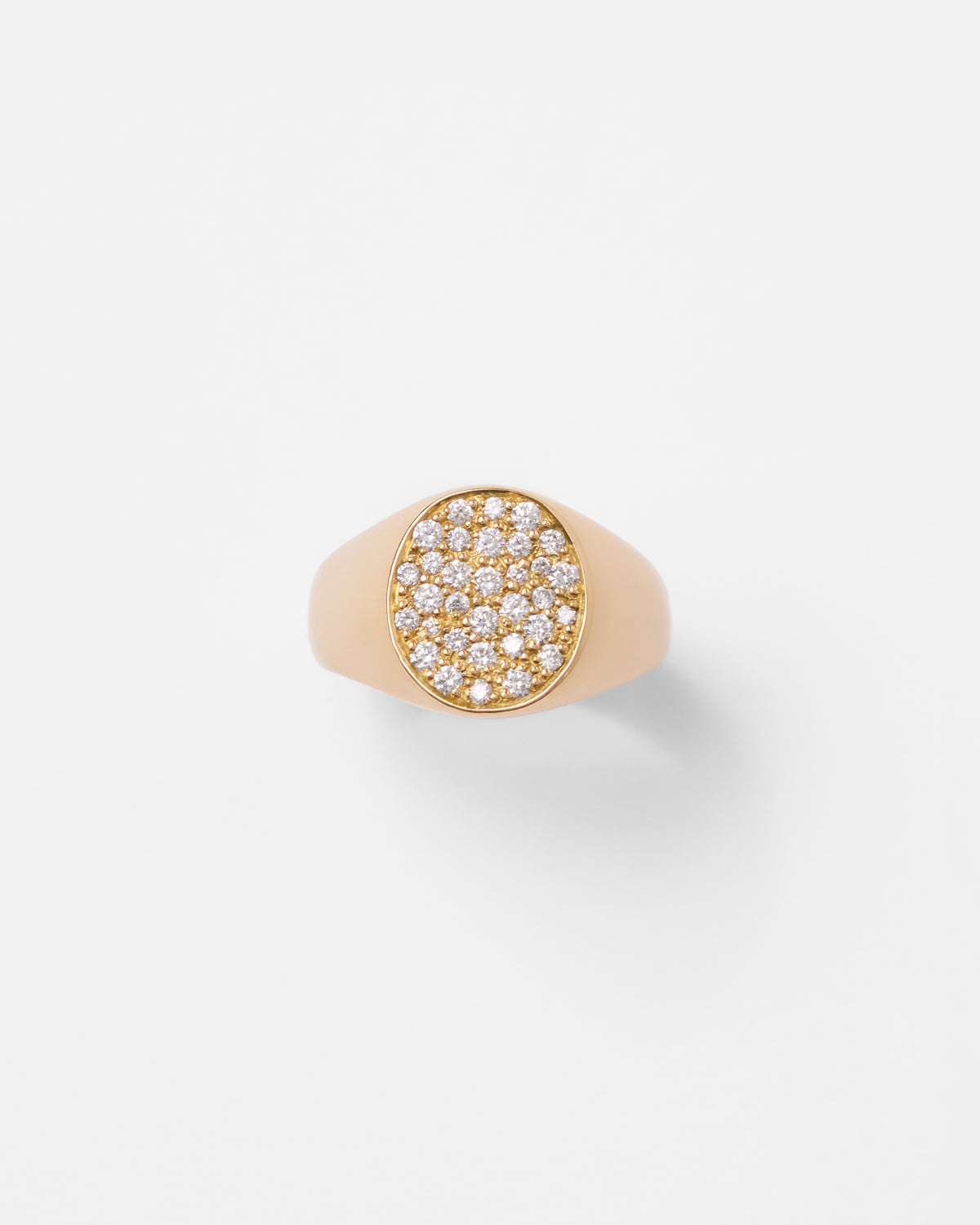 Chevalière héritage ovale en or et diamants