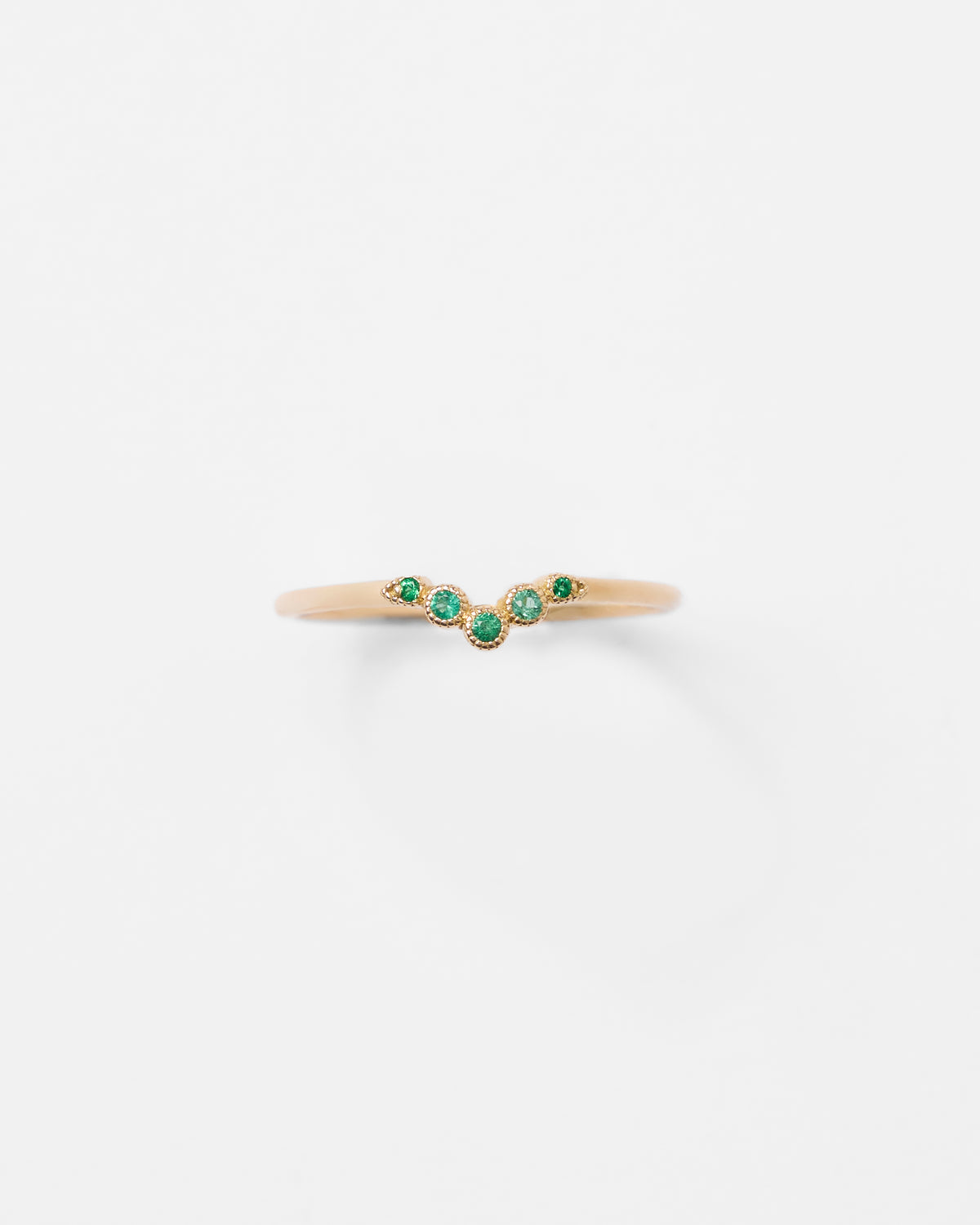 Bague chevron vintage en or et émeraudes