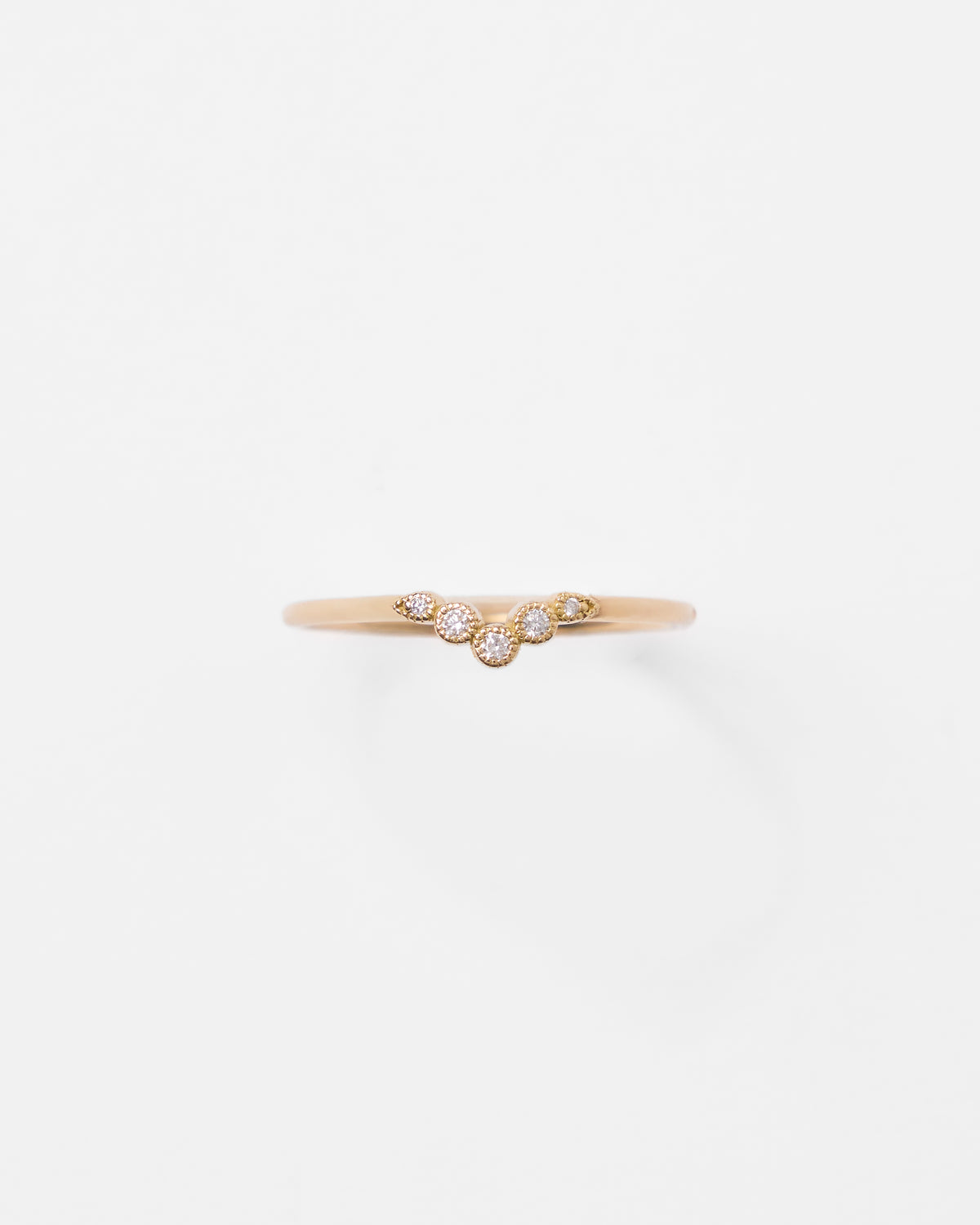 Bague chevron vintage en or et pierres naturelles