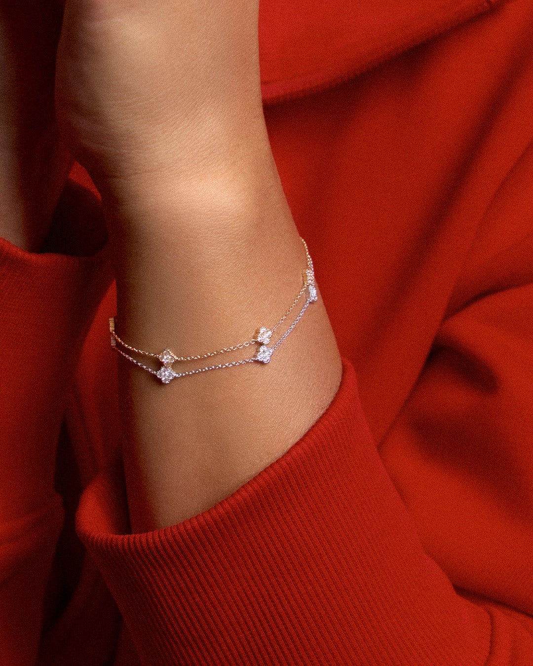Bracelet trèfles en or jaune et diamants